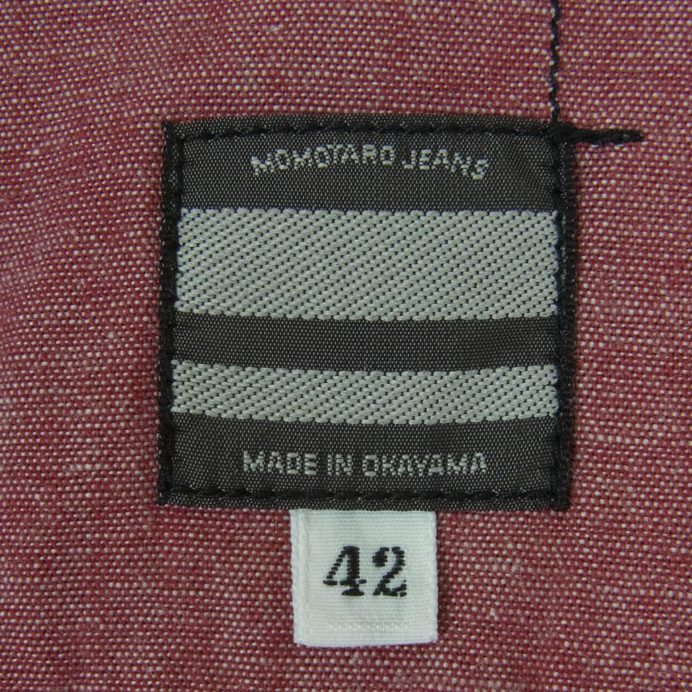MOMOTARO JEANS 桃太郎ジーンズ SJ091 GTB 5oz ORIGINAL SELVAGE CHAMBRAY WORK SHIRT 出陣 シャンブレー ワーク シャツ 長袖 レッド系 RED 42【新古品】【未使用】【中古】