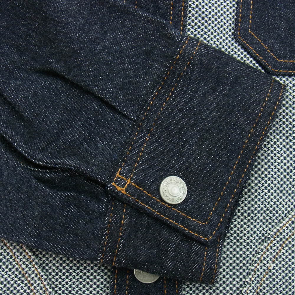 KOJIMA GENES 児島ジーンズ RNB-2008 富士金梅 刺し子 コンボ デニム シャツ ジャケット ダークネイビー系 XL【中古】