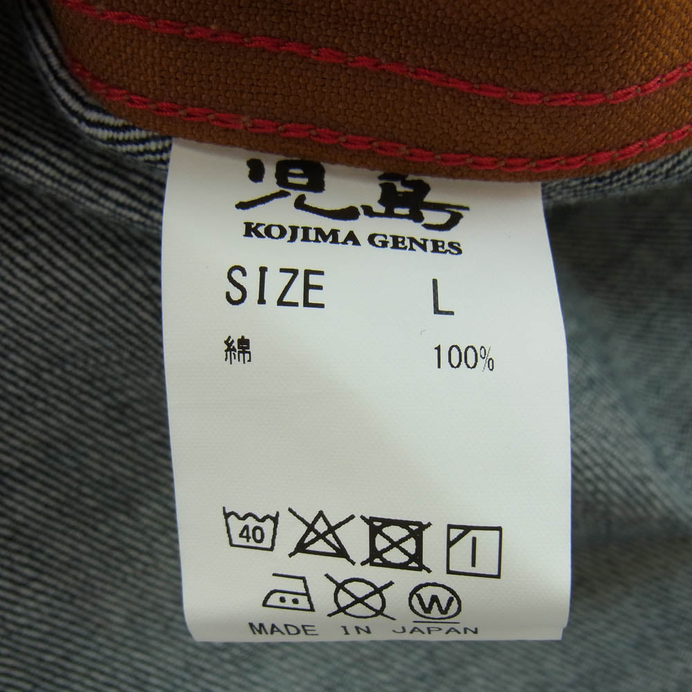 KOJIMA GENES 児島ジーンズ RNB-2081 富士金梅 ダック デニム コンボ シャツ ダークネイビー系 ブラウン系 L【中古】