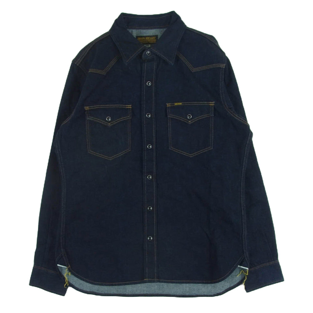 IRON HEART アイアンハート IHSH-33 12oz セルビッチ デニム ウエスタン シャツ 長袖 インディゴブルー系 L【美品】【中古】