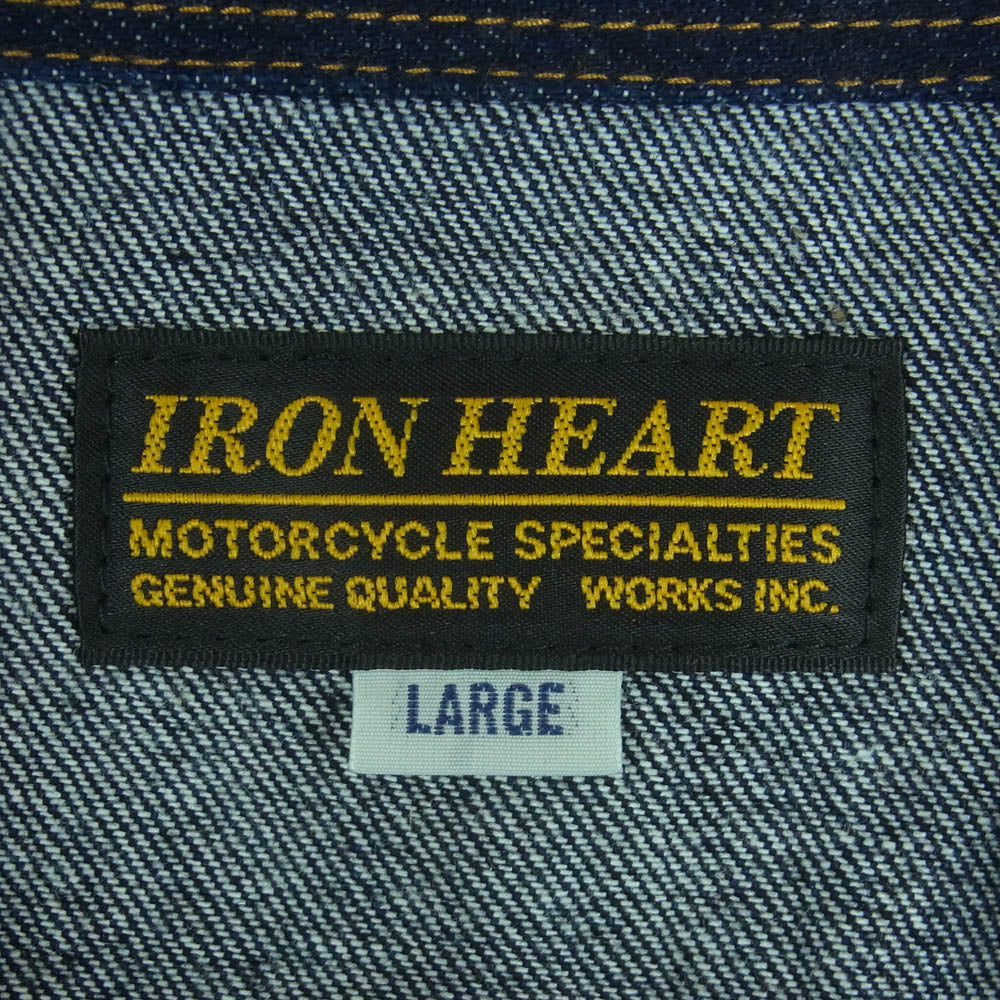 IRON HEART アイアンハート IHSH-33 12oz セルビッチ デニム ウエスタン シャツ 長袖 インディゴブルー系 L【美品】【中古】