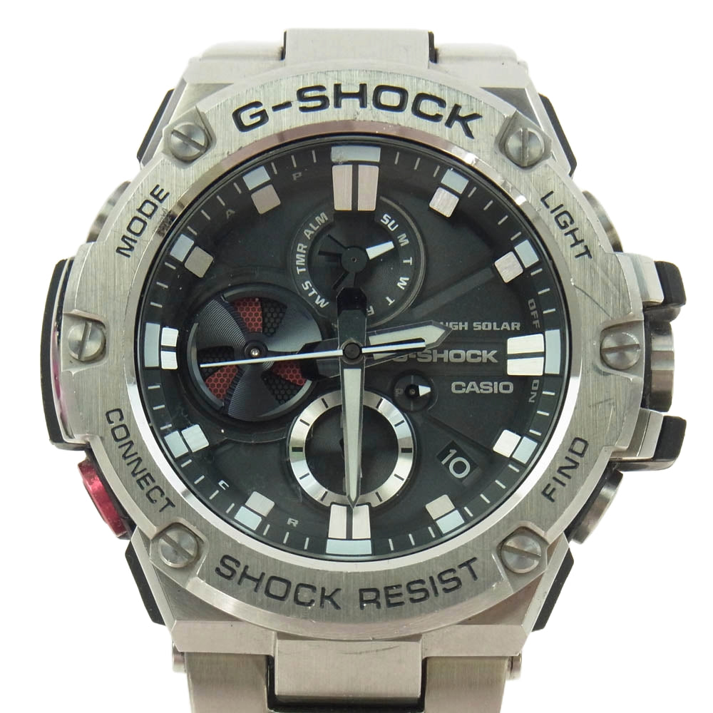 CASIO G-SHOCK カシオ ジーショック GST-B100-1AJF GST-B100 Series G-STEEL タフソーラー クロノグラフ アナログ 腕時計 シルバー系【中古】