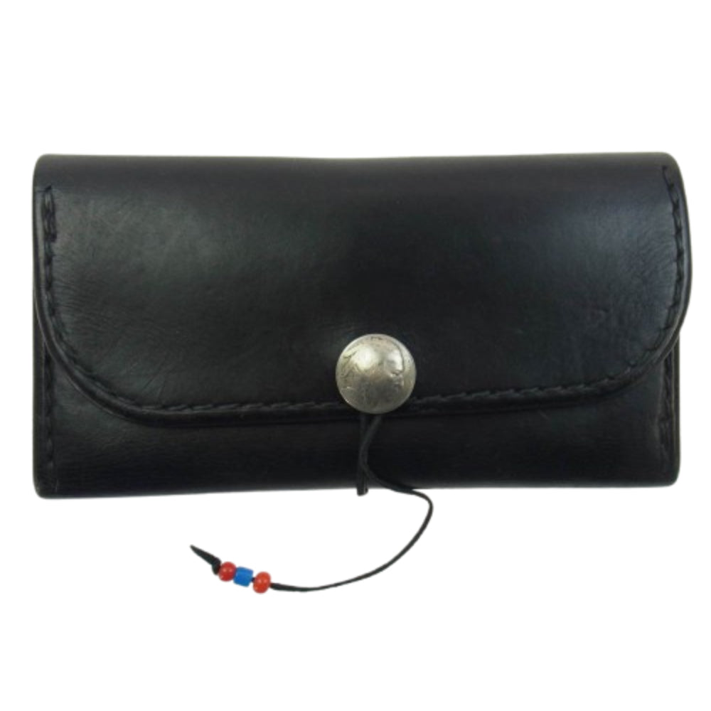 goro's ゴローズ コンチョ付 三つ折り レザー ロングウォレット 長財布 ブラック系【中古】