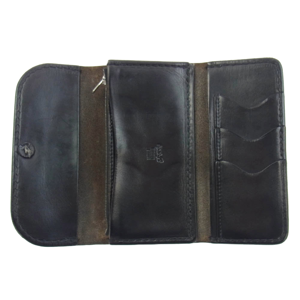 goro's ゴローズ コンチョ付 三つ折り レザー ロングウォレット 長財布 ブラック系【中古】