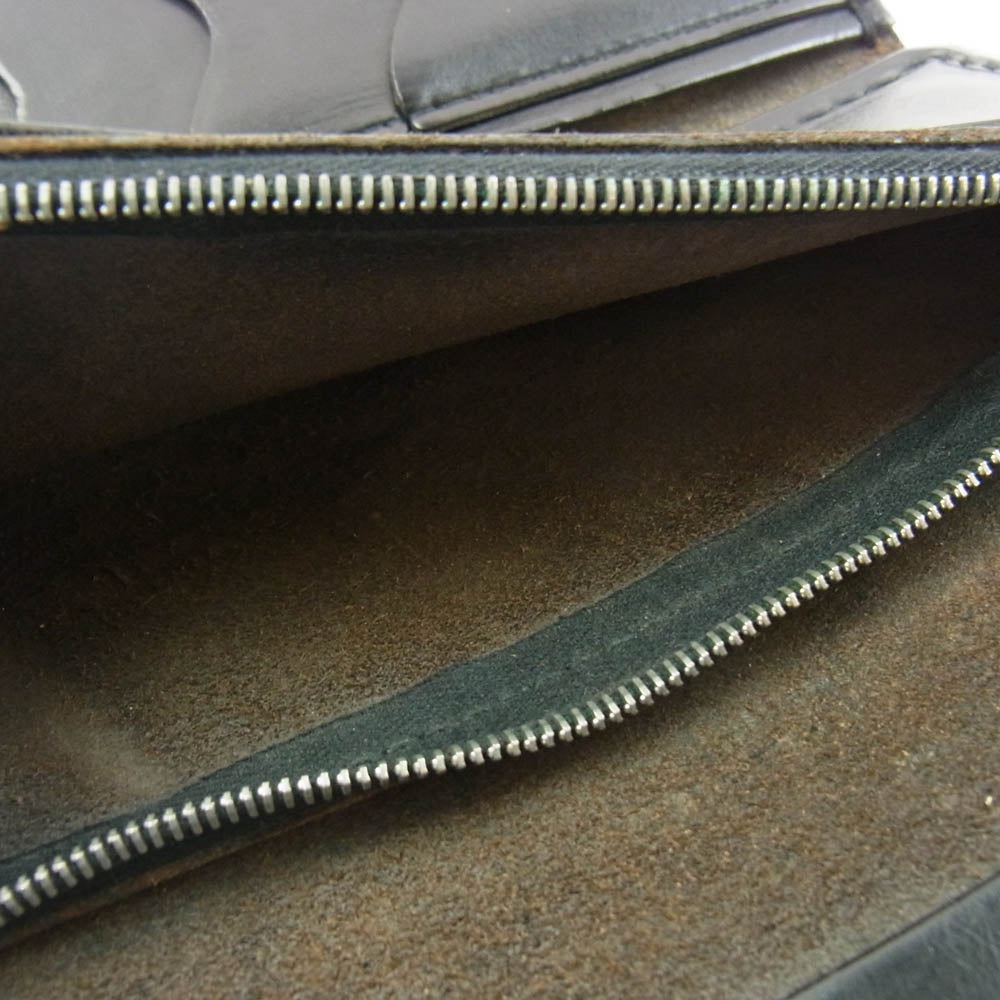 goro's ゴローズ コンチョ付 三つ折り レザー ロングウォレット 長財布 ブラック系【中古】