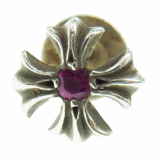 CHROME HEARTS クロムハーツ（原本無） CHプラス スタッド ピアス ルビー シルバー系【中古】