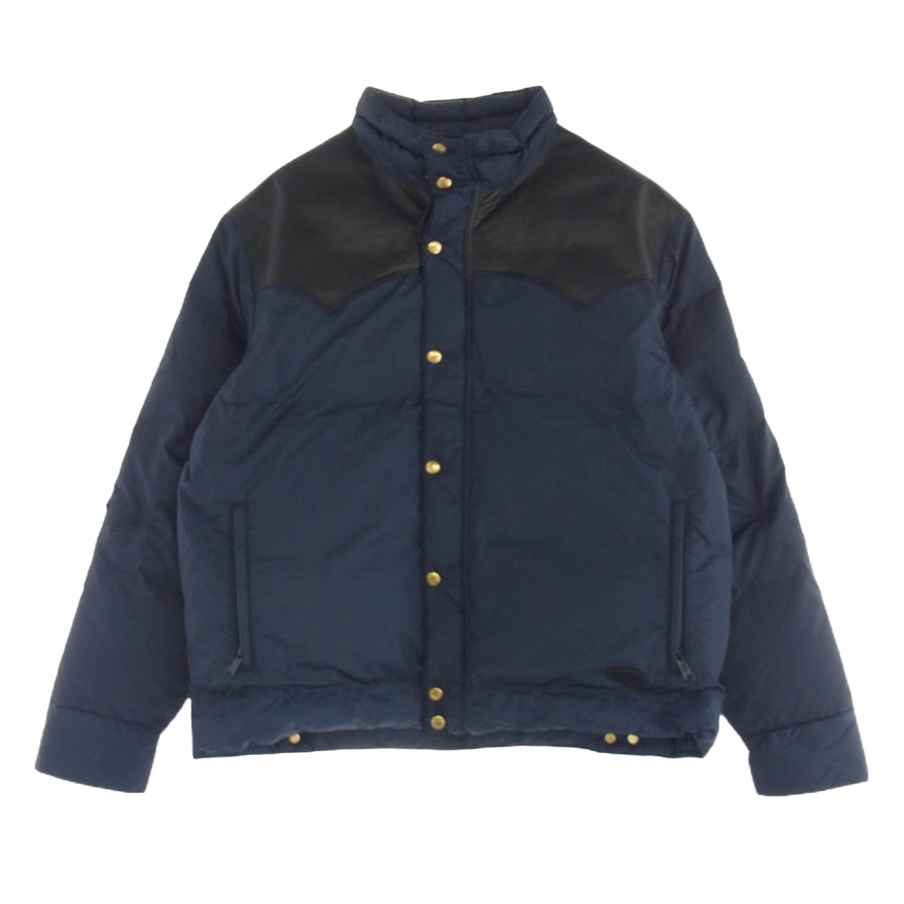 Nigel Cabourn ナイジェルケーボン 200-242-56 × Rocky Mountain FeatherBed ロッキーマウンテンフェザーベッド DSS 1969 レザー切替 ダウン ジャケット ネイビー系 46【中古】