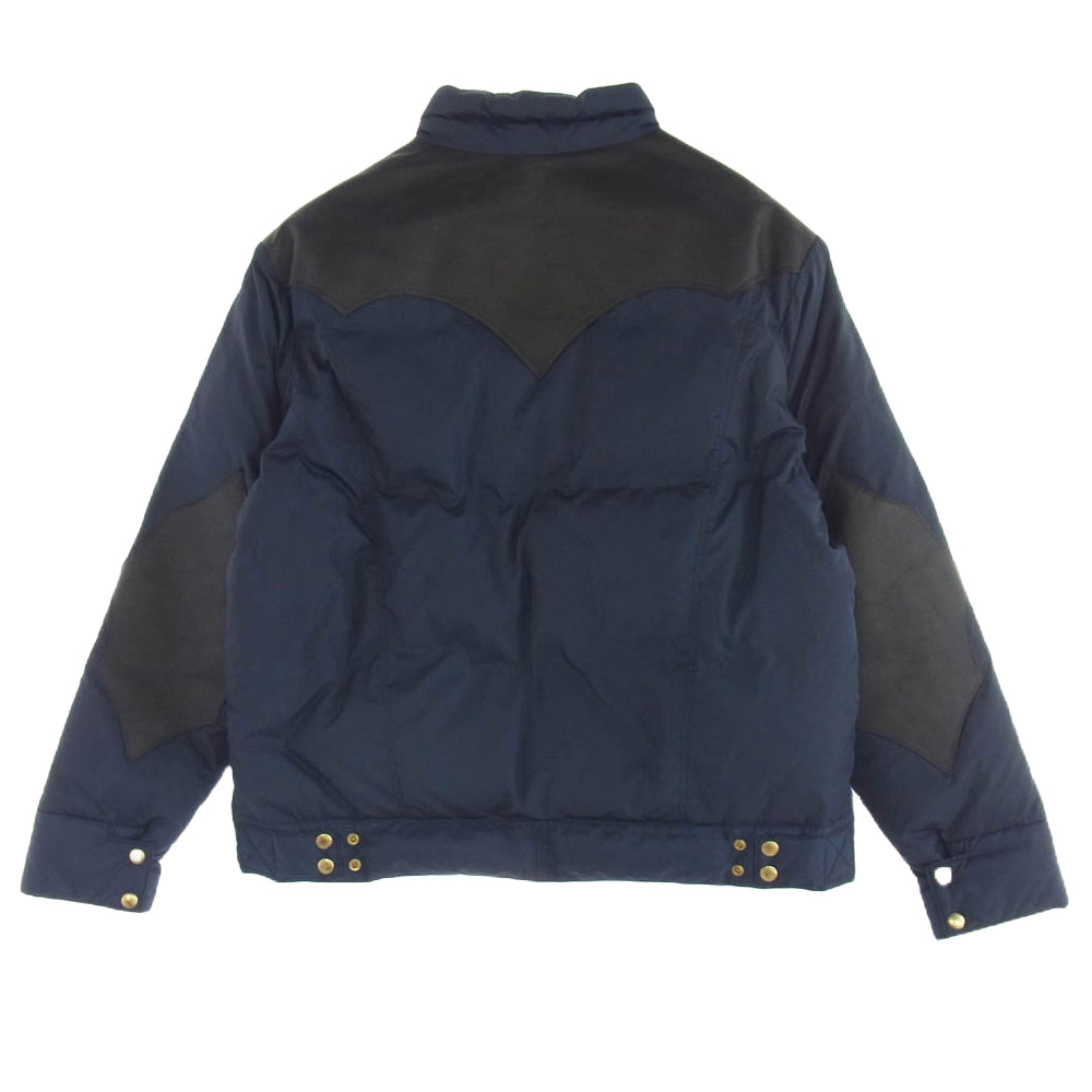 Nigel Cabourn ナイジェルケーボン 200-242-56 × Rocky Mountain FeatherBed ロッキーマウンテンフェザーベッド DSS 1969 レザー切替 ダウン ジャケット ネイビー系 46【中古】