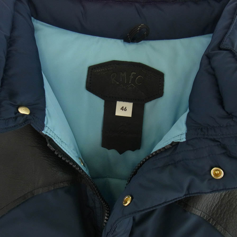 Nigel Cabourn ナイジェルケーボン 200-242-56 × Rocky Mountain FeatherBed ロッキーマウンテンフェザーベッド DSS 1969 レザー切替 ダウン ジャケット ネイビー系 46【中古】