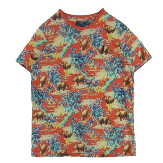 POLO RALPH LAUREN ポロ・ラルフローレン アロハ柄 Tシャツ 半袖 カットソー サイ カンボジア製 レッド系 XL【中古】