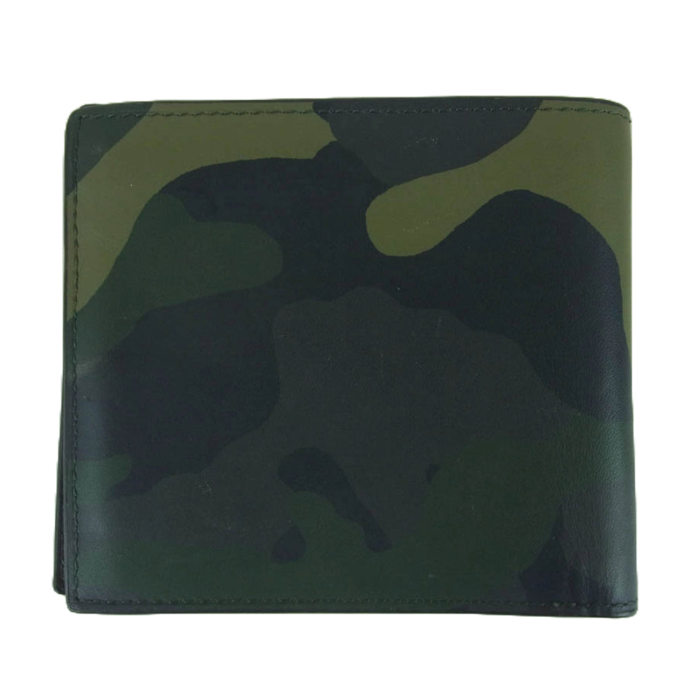 POLO RALPH LAUREN ポロ・ラルフローレン タイガー 刺繍 カモフラージュ 二つ折り レザー ウォレット 財布 グリーン系 ブラック系 ダークブラウン系【中古】