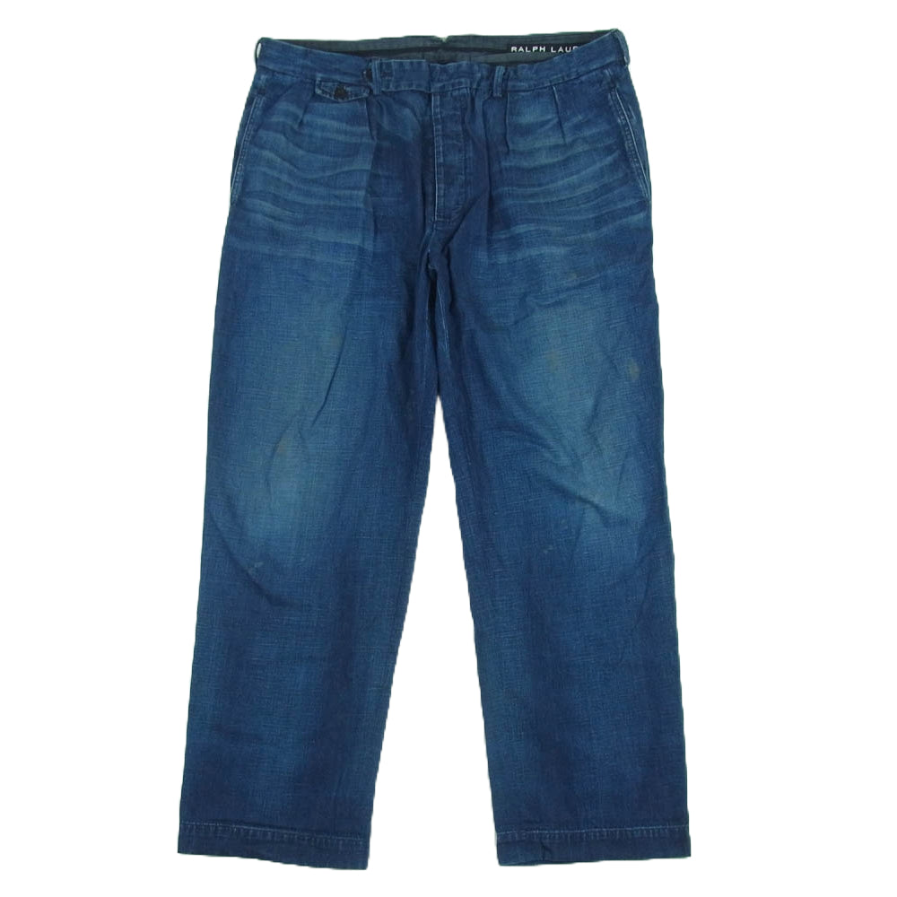 POLO RALPH LAUREN ポロ・ラルフローレン 2タック ストレート デニム パンツ インディゴブルー系 38 / 32【中古】