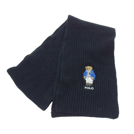 POLO RALPH LAUREN ポロ・ラルフローレン ポロベア 刺繍 マフラー ブラック系【中古】