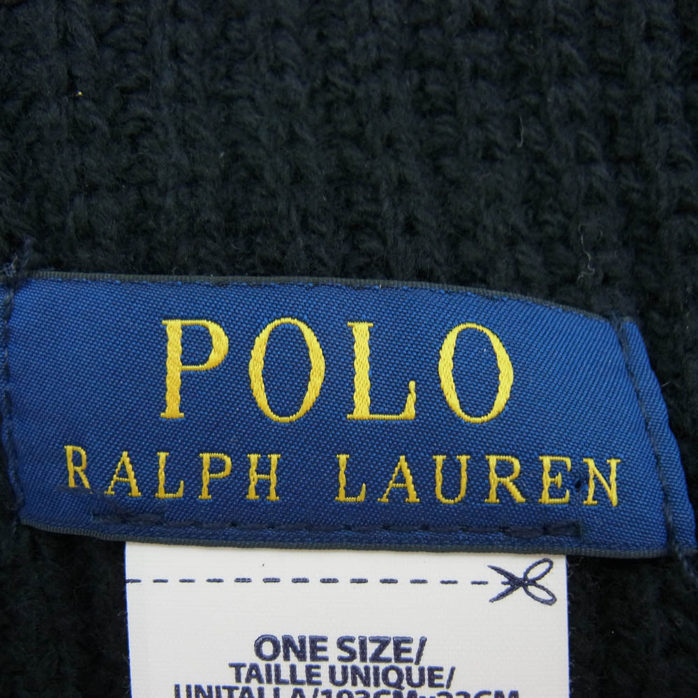POLO RALPH LAUREN ポロ・ラルフローレン ポロベア 刺繍 マフラー ブラック系【中古】