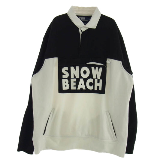 POLO RALPH LAUREN ポロ・ラルフローレン 復刻 SNOW BEACH ラガーシャツ スウェット 長袖 ブラック系 ホワイト系 XL【中古】