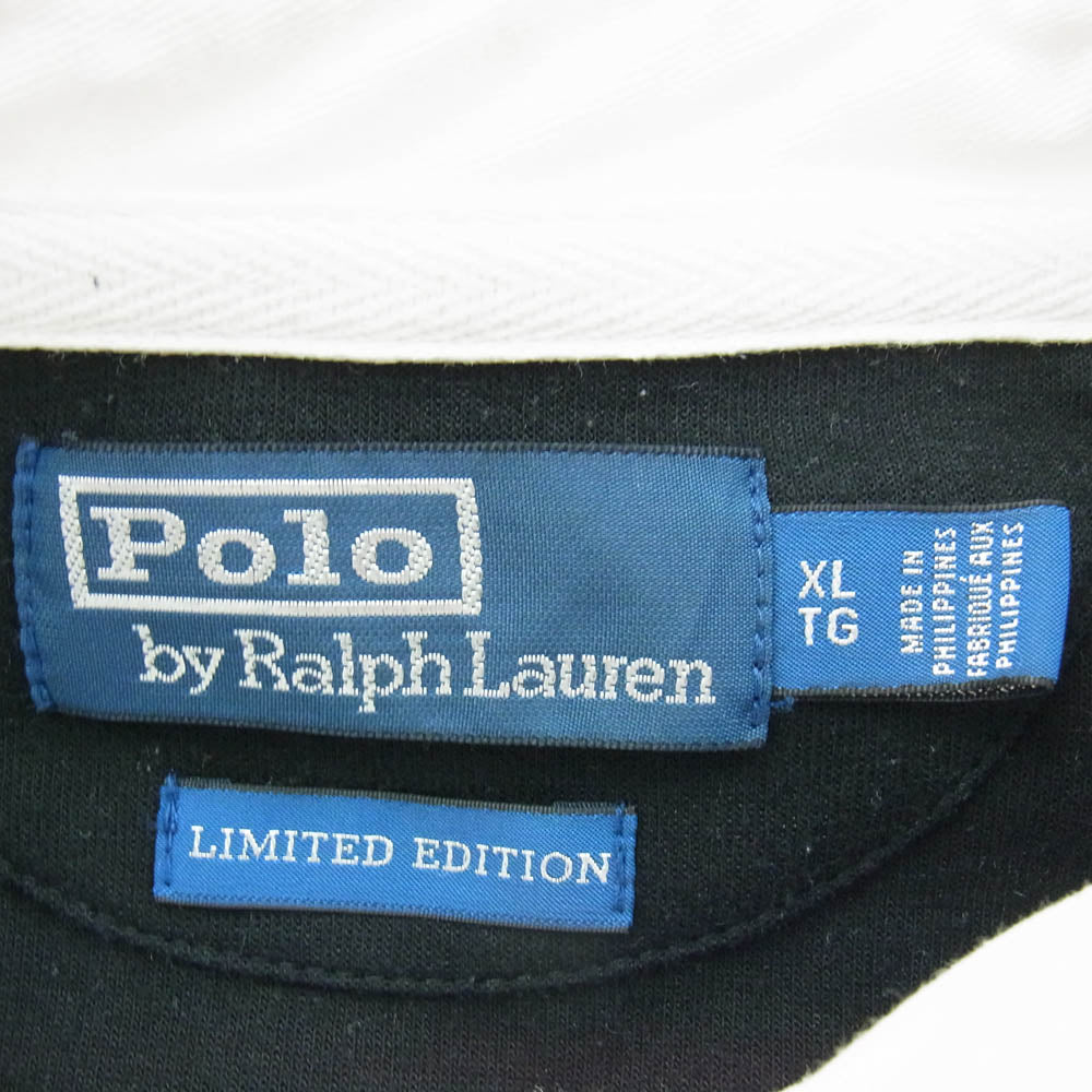 POLO RALPH LAUREN ポロ・ラルフローレン 復刻 SNOW BEACH ラガーシャツ スウェット 長袖 ブラック系 ホワイト系 XL【中古】