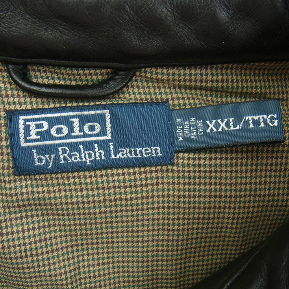 POLO RALPH LAUREN ポロ・ラルフローレン 90's レザー スウィングトップ ジャケット ブラック系 XXL【中古】