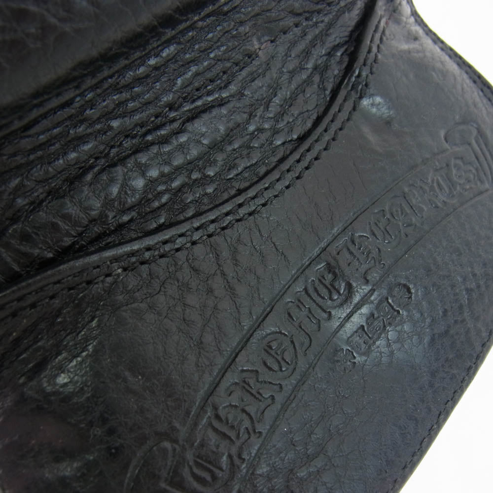 CHROME HEARTS クロムハーツ（原本無） 3FOLD ３フォールド ウォレット フレアボタン レザー ブラック系【中古】