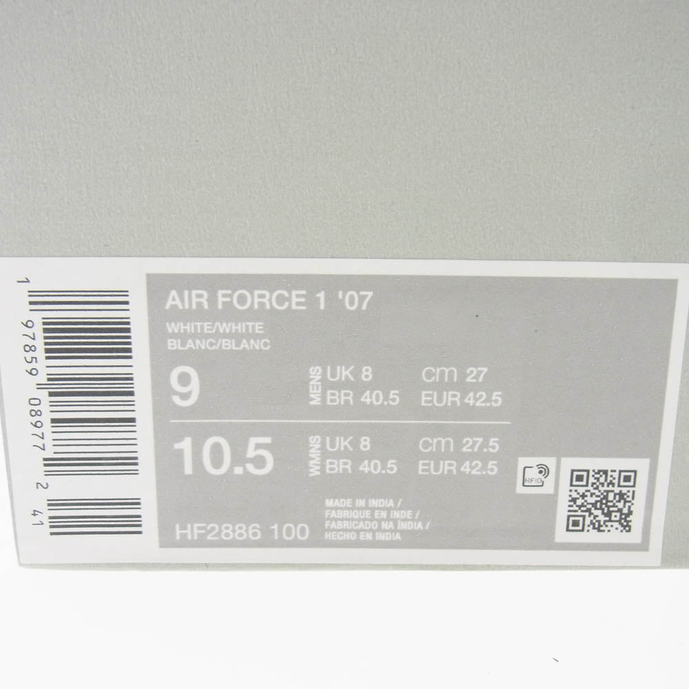 NIKE ナイキ HF2886-100 Air Force 1 Low 07 TWT Carbon Fiber Triple White エアフォース1 ロー カーボンファイバー トリプルホワイト ホワイト系 27cm【新古品】【未使用】【中古】