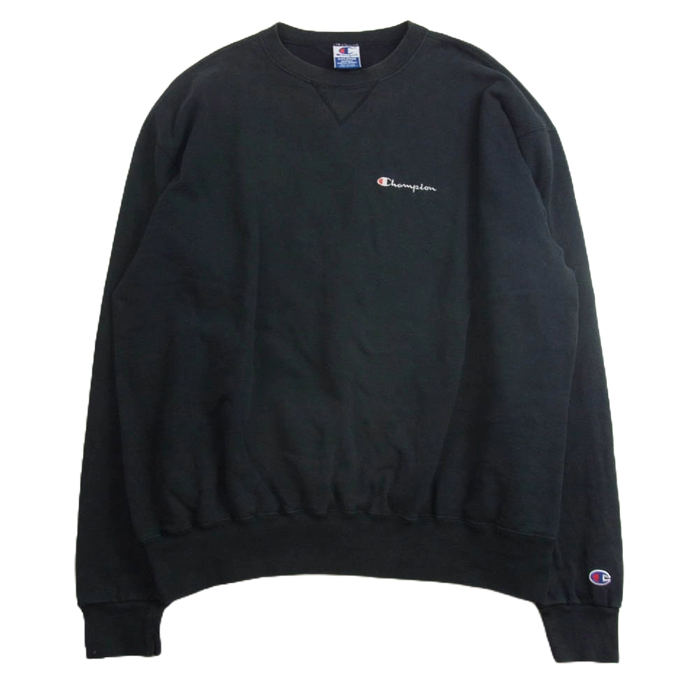 Champion チャンピオン 90's USA製 青刺繍タグ AUTHENTIC APPAREL ロゴ刺繍 スウェット シャツ ブラック系 XXL【中古】