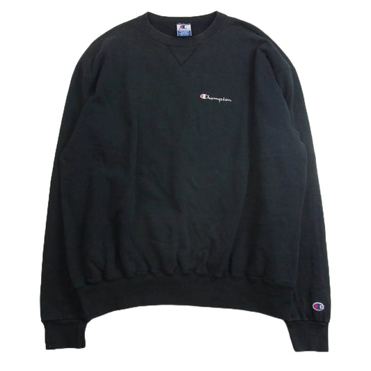 Champion チャンピオン 90's USA製 青刺繍タグ AUTHENTIC APPAREL ロゴ刺繍 スウェット シャツ ブラック系 XXL【中古】