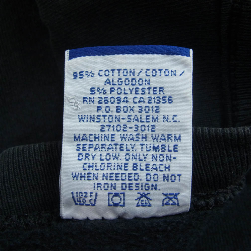 Champion チャンピオン 90's USA製 青刺繍タグ AUTHENTIC APPAREL ロゴ刺繍 スウェット シャツ ブラック系 XXL【中古】