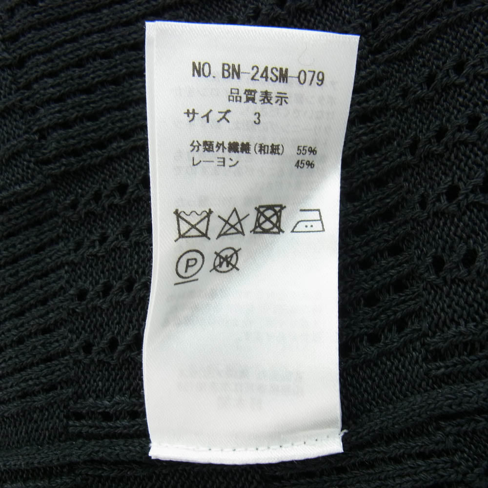 バトナー 24SS BN-24SM-079 ヘンリーネック ニット ポロシャツ 長袖 ブラック系 3【中古】