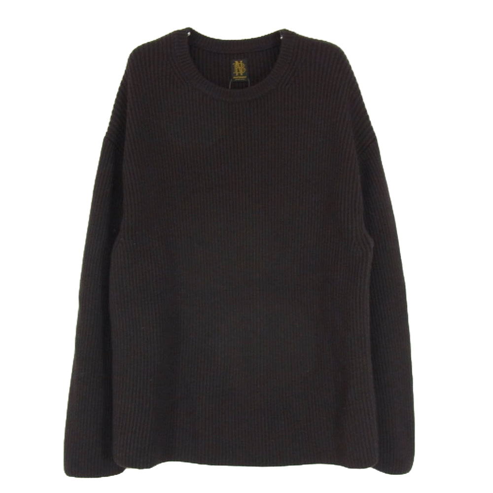 バトナー 22AW BN-22FM-036 SOLID WOOL RIB CREW NECK ソリッドウール リブクルー セーター ニット ダークブラウン系 4【中古】