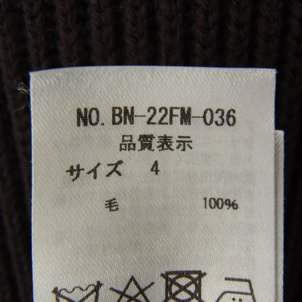 バトナー 22AW BN-22FM-036 SOLID WOOL RIB CREW NECK ソリッドウール リブクルー セーター ニット ダークブラウン系 4【中古】