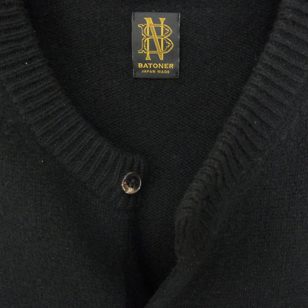 バトナー 22AW BN-22FM-060 RE-CYCLE CASHMERE CREW NECK CARDIGAN カシミヤ混 クルーネック カーディガン ブラック系 3【中古】