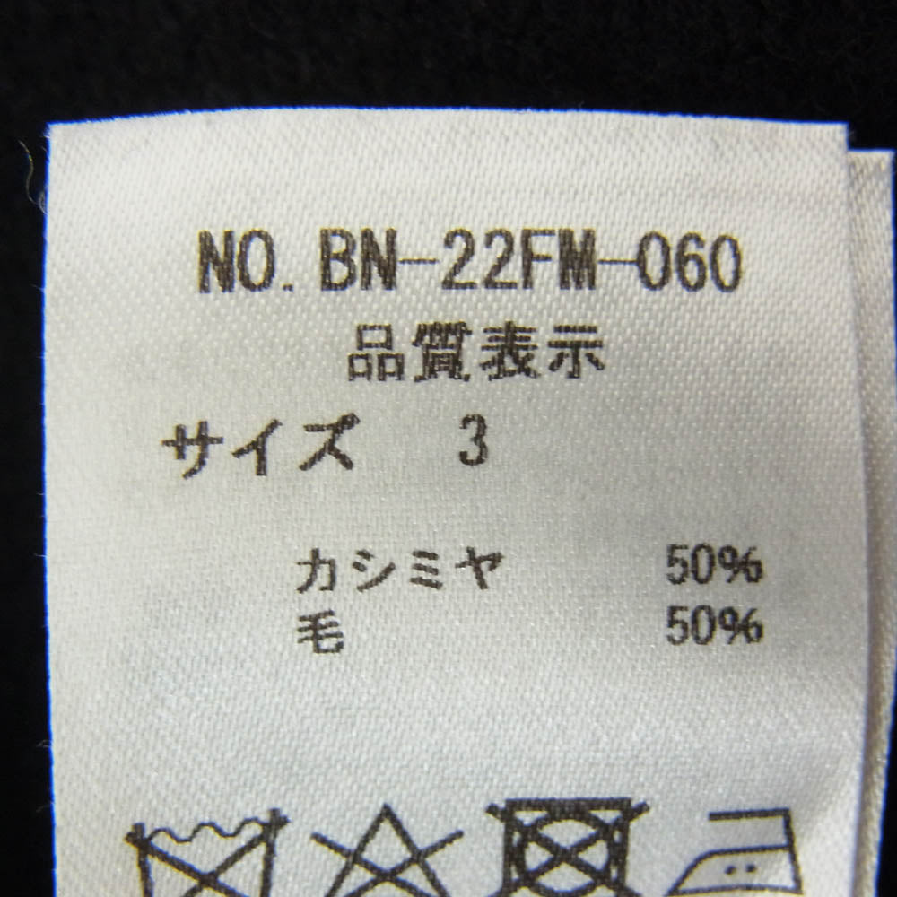 バトナー 22AW BN-22FM-060 RE-CYCLE CASHMERE CREW NECK CARDIGAN カシミヤ混 クルーネック カーディガン ブラック系 3【中古】