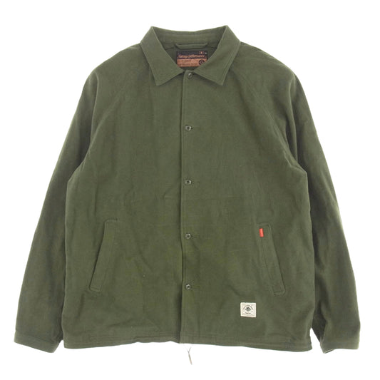 GERUGA ゲルガ GR-S-156 MILITARY FLANNEL SHIRTS ミリタリーフランネル シャツ ジャケット オーバーサイズ ラグラン シャツ モスグリーン系 4【中古】