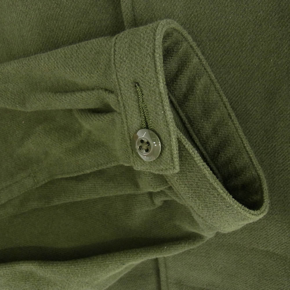 GERUGA ゲルガ GR-S-156 MILITARY FLANNEL SHIRTS ミリタリーフランネル シャツ ジャケット オーバーサイズ ラグラン シャツ モスグリーン系 4【中古】