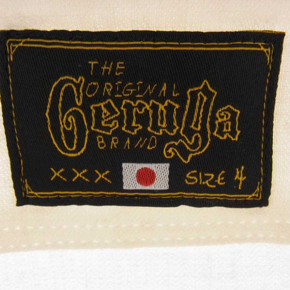 GERUGA ゲルガ GR-S-170 NO COLLAR SHIRTS MINI HERRINBONE TIGER HEAD ヘリンボーン 刺繍 ノーカラー シャツ ジャケット オフホワイト系 4【中古】