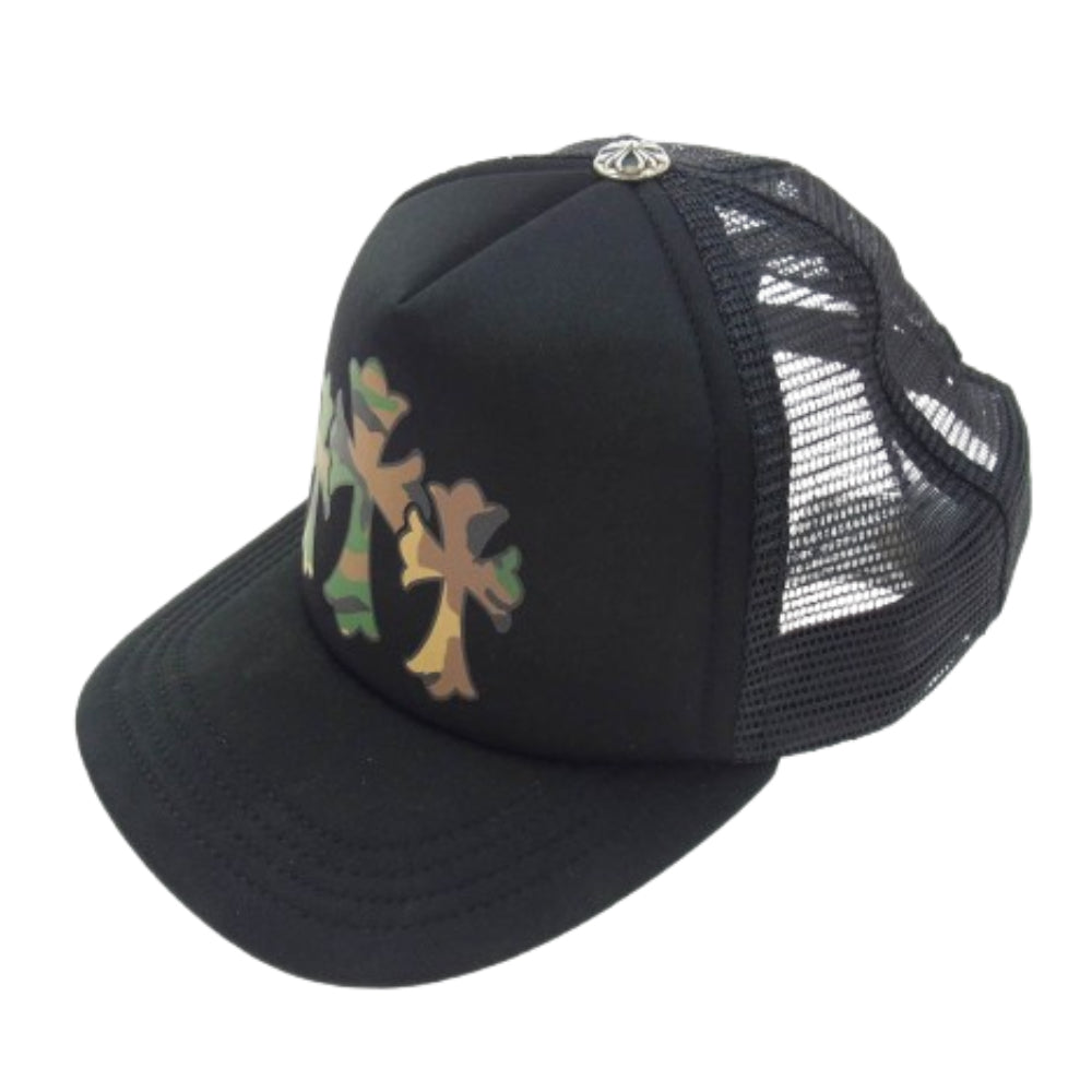 CHROME HEARTS クロムハーツ（原本無） 24SS Camo Cementary Cross Tracker Cap カモフラージュ セメタリークロス トラッカー メッシュ キャップ クロスボール付き ブラック系【中古】