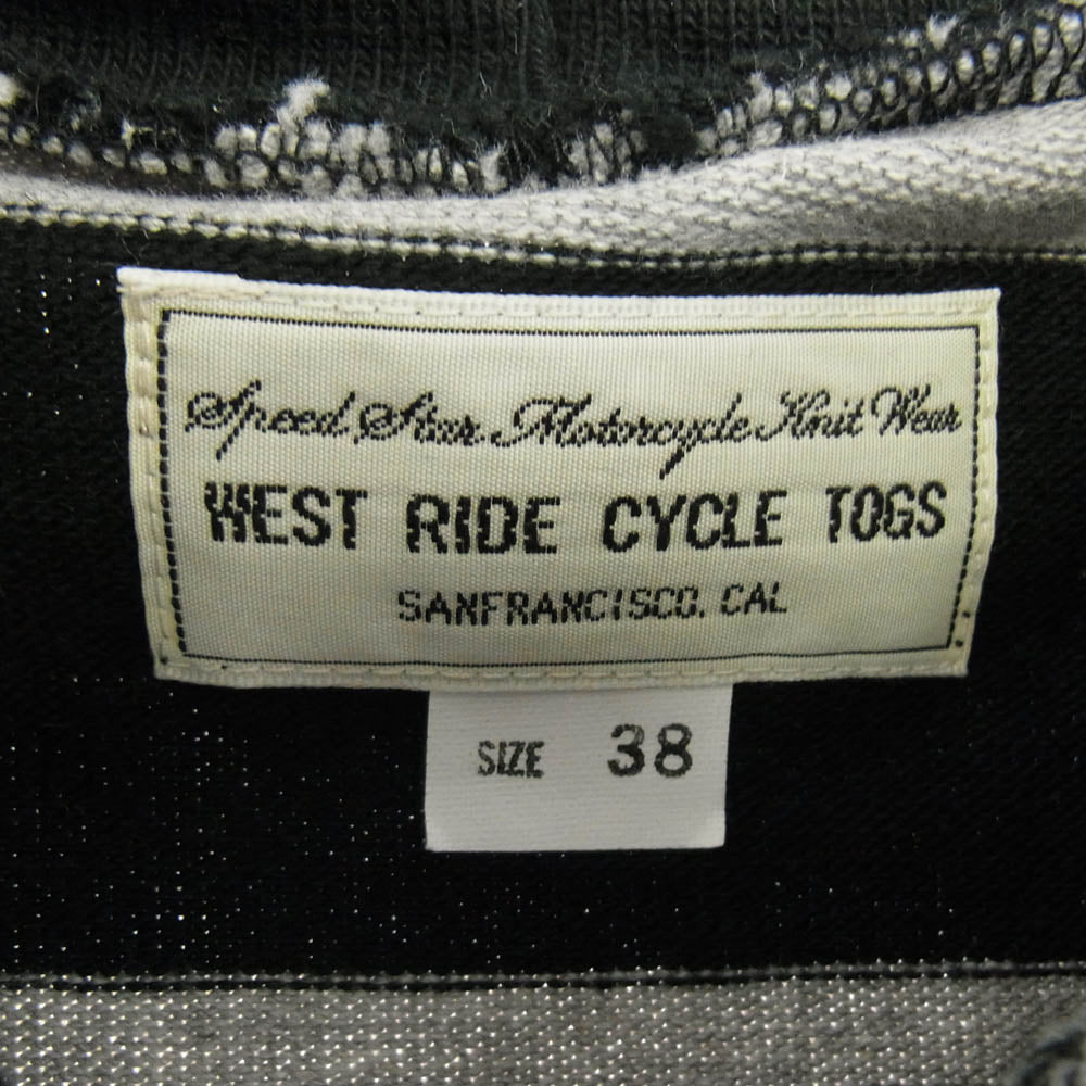WESTRIDE ウエストライド エルボーステッチ ボーダー ダブルジップ パーカー ブラック系 グレー系 38【中古】