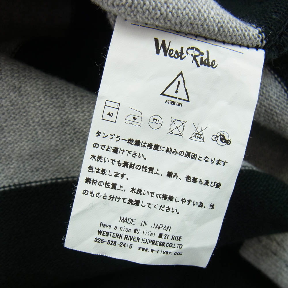 WESTRIDE ウエストライド エルボーステッチ ボーダー ダブルジップ パーカー ブラック系 グレー系 38【中古】