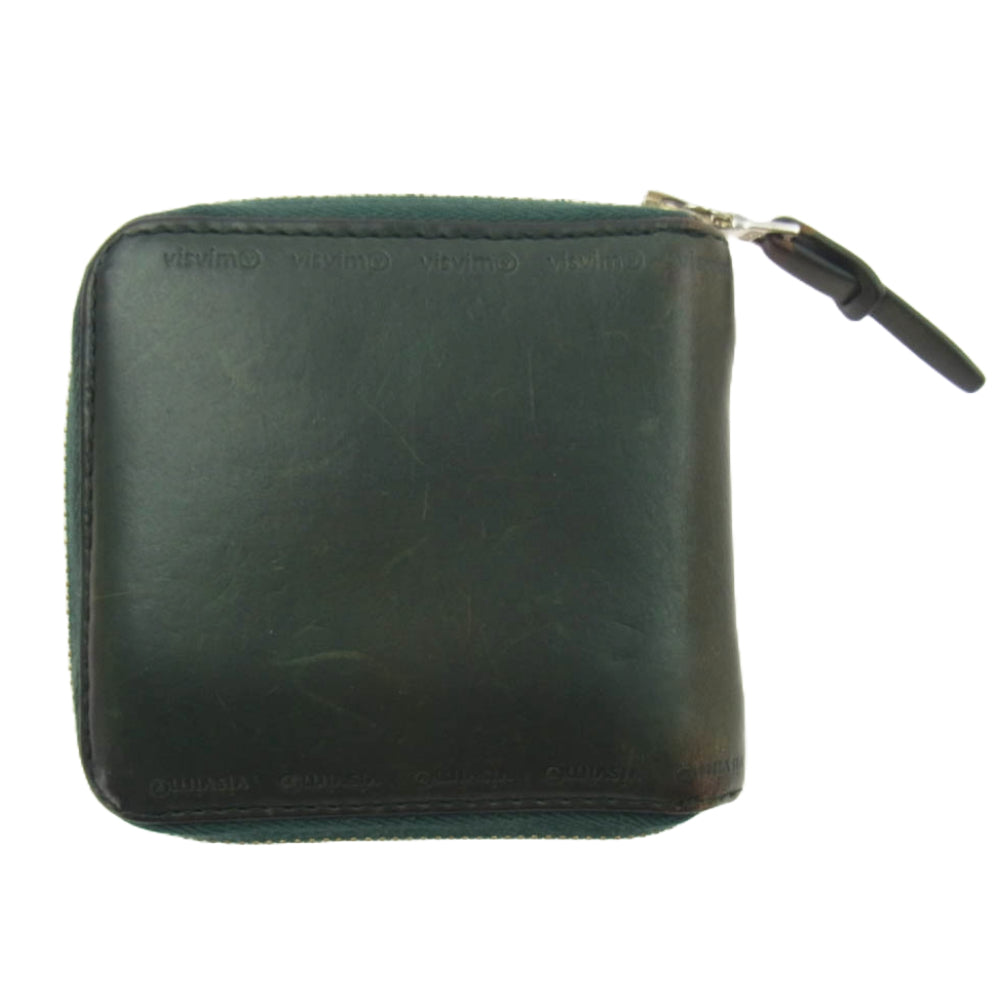 VISVIM ビズビム 0122103003019 LEATHER BI FOLD ラウンドジップ レザー ウォレット 財布 グリーン系【中古】