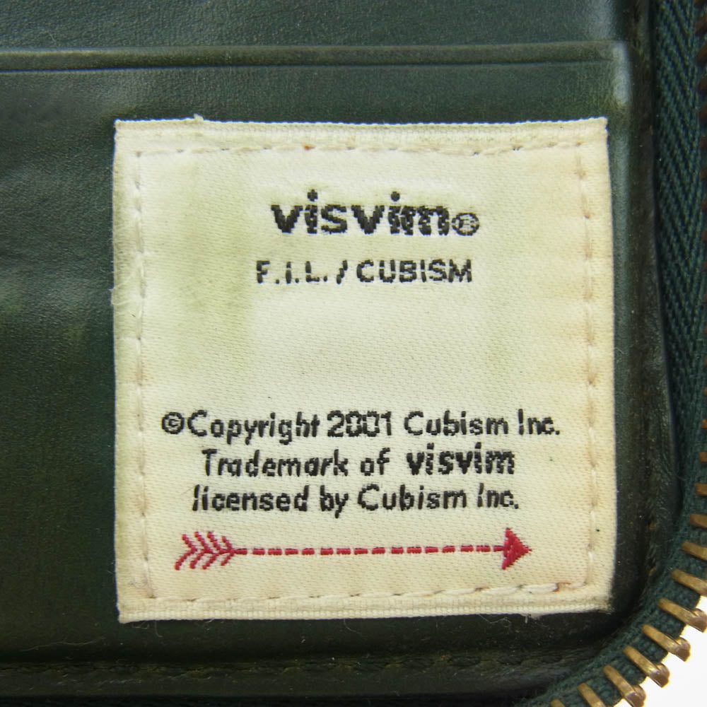 VISVIM ビズビム 0122103003019 LEATHER BI FOLD ラウンドジップ レザー ウォレット 財布 グリーン系【中古】