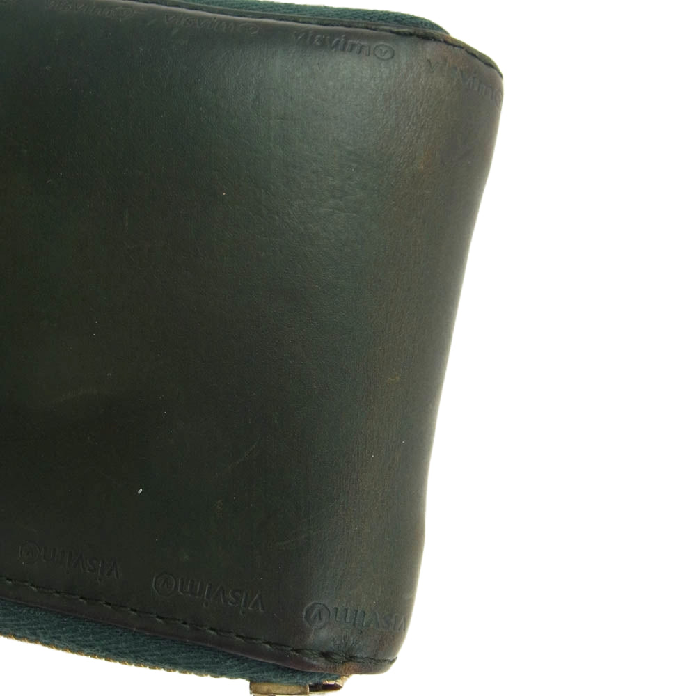 VISVIM ビズビム 0122103003019 LEATHER BI FOLD ラウンドジップ レザー ウォレット 財布 グリーン系【中古】