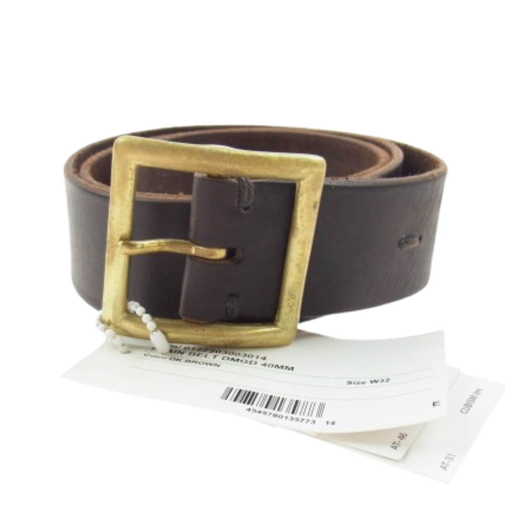 VISVIM ビズビム 22AW 0122203003014 PLAIN BELT DMGD 40MM LT.BROWN プレーン レザー ベルト ブラウン系 32【中古】