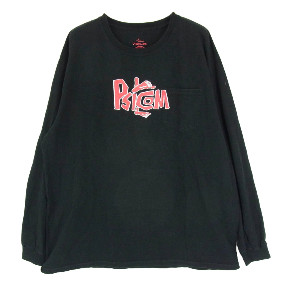 Psicom サイコム 7DAYS  プリント ロングスリーブ Ｔシャツ カットソー ブラック系 XL【中古】