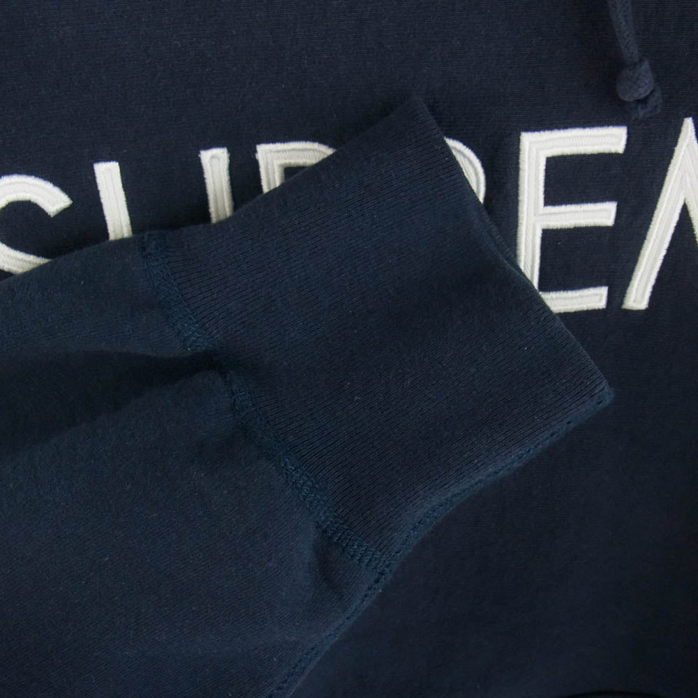 Supreme シュプリーム 22AW Capital Hooded Sweatshirt キャピタル フーデッド シャツ パーカー ロゴ 刺繍  ネイビー系 L【中古】
