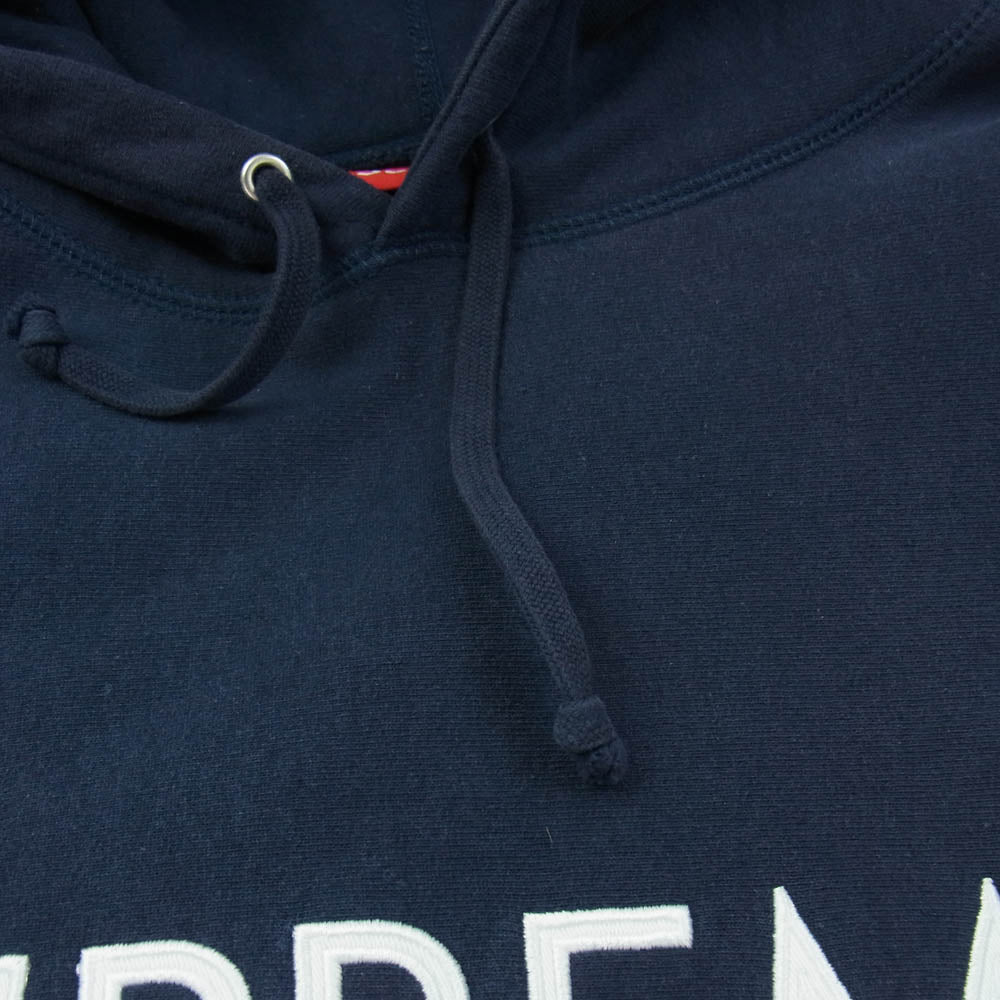 Supreme シュプリーム 22AW Capital Hooded Sweatshirt キャピタル フーデッド シャツ パーカー ロゴ刺? ネイビー系 L【中古】