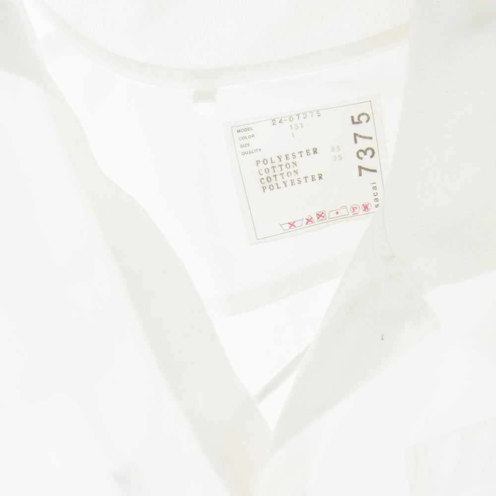 Sacai サカイ 24－07375 Cotton Poplin Polo Dress コットン ポプリン ポロ ドレス ワンピース ホワイト ホワイト系 1【中古】