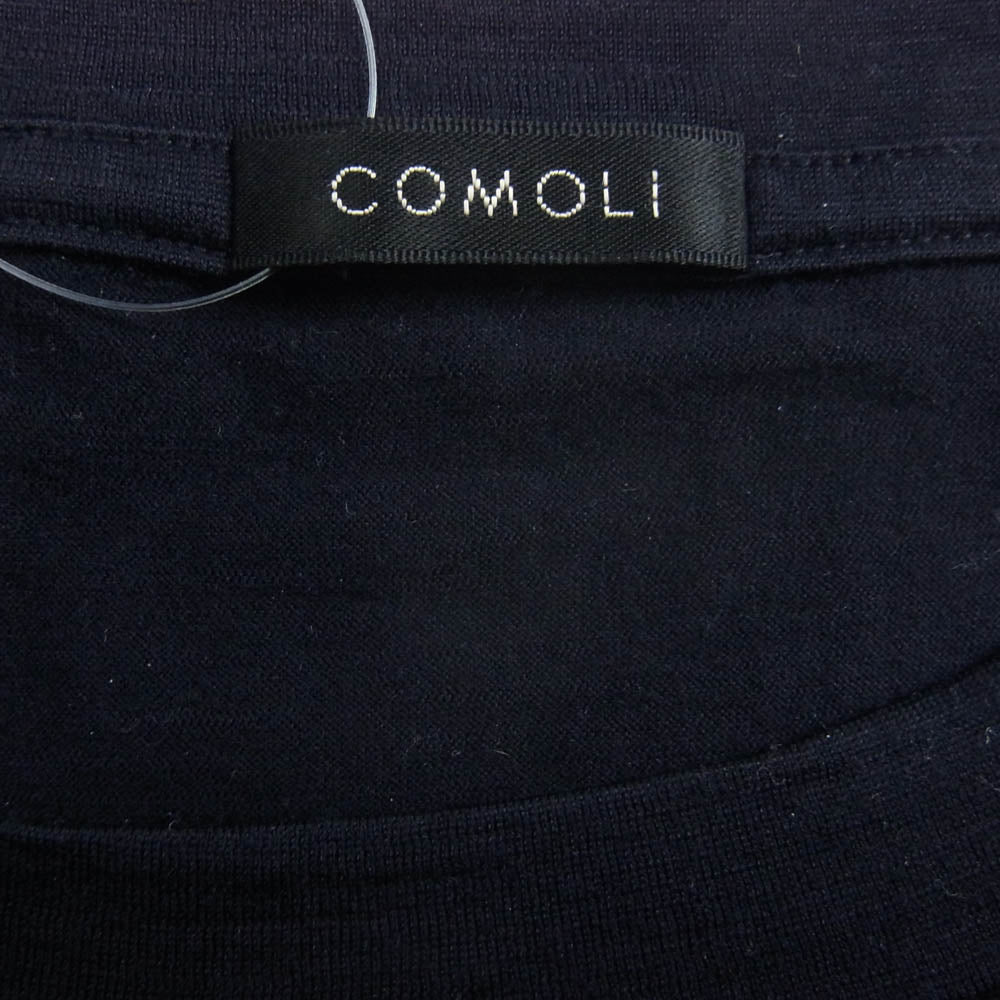 COMOLI コモリ V01-05006 ウール天竺 長袖クルー Tシャツ ネイビー系 4