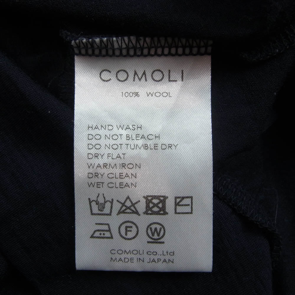 COMOLI コモリ V01-05006 ウール天竺 長袖クルー Tシャツ ネイビー系 4