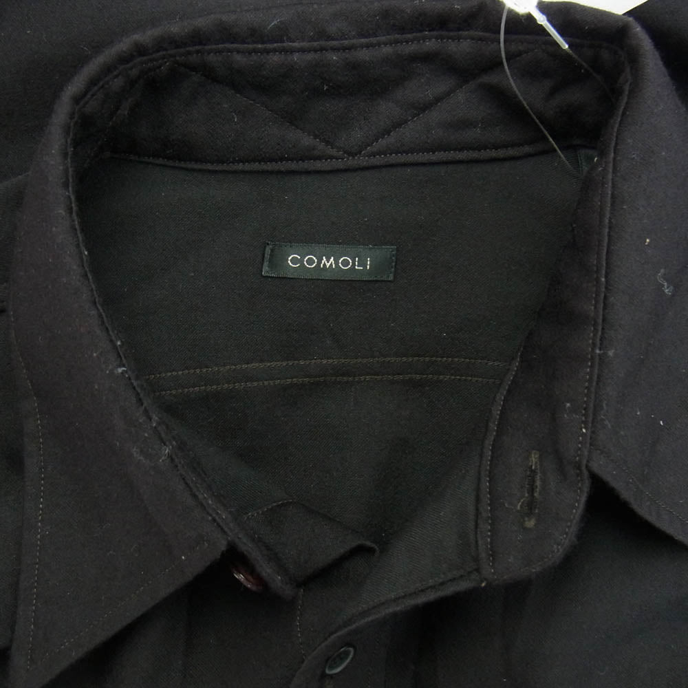 COMOLI コモリ 22AW W03-02013 ウールモールスキン ワークシャツ 長袖 ネイビー系 2【中古】