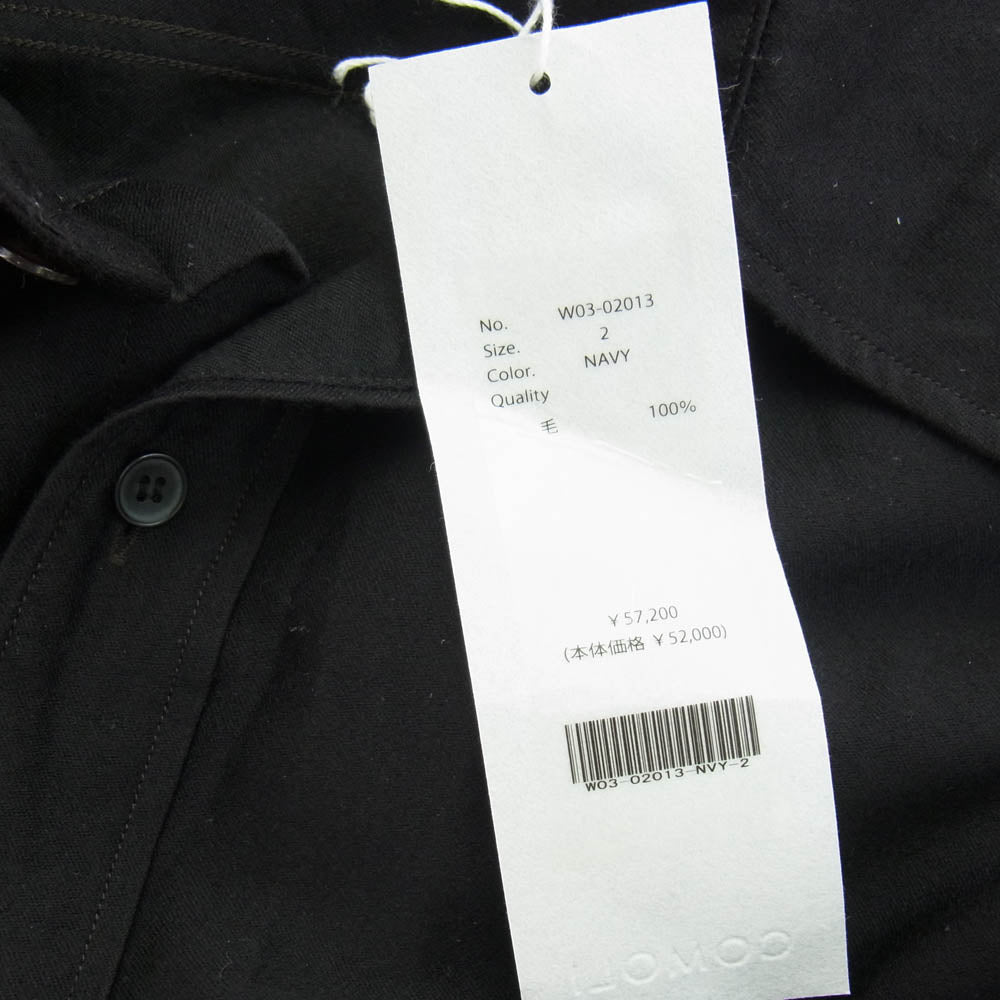 COMOLI コモリ 22AW W03-02013 ウールモールスキン ワークシャツ 長袖 ネイビー系 2【中古】
