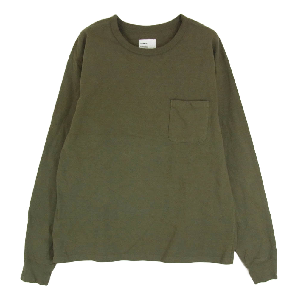 モルテマニ ポケット付き ロングスリーブ Tシャツ グリーン カーキ系 L【中古】